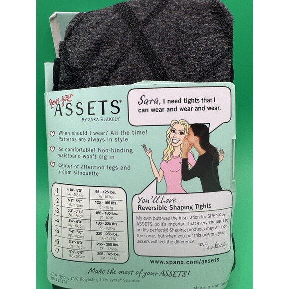 Love your Assets Spanx Tights Flipside Diamond Reversible Shaping 4 (180-220lb) - Picture 2 of 2